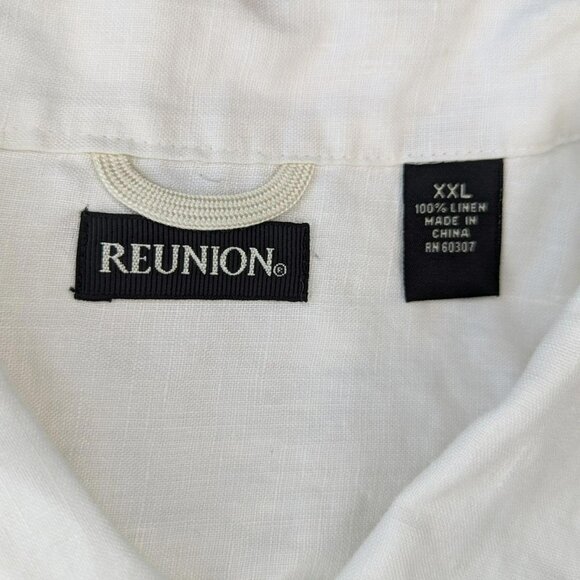 Reunion Men's Linen White Button Up Light Weight Shirt XXL - Picture 6 of 7